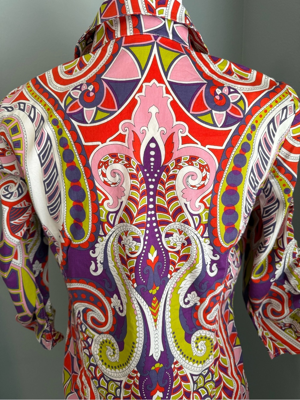LAFAYETTE 148 New York Bright Paisley Button Shirt Pink, Red, Purple Blouse Top - Picture 10 of 16